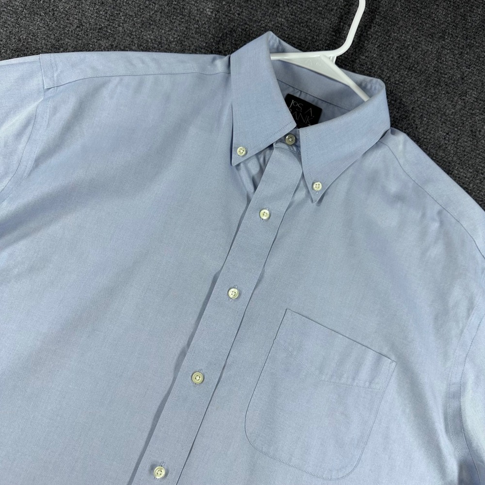 Jos. A. Bank Shirt Mens 16.5 Blue Traveler's Collection Short Sleeve Cotton